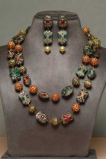 Mero Jewellery Kundan Silver Necklace and Earrings Set 