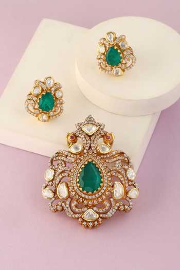 Mero Jewellery Handmade Carved Pendant & Earrings Set 