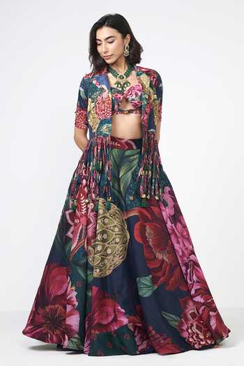 Rishi and Vibhuti Corbet Charm Printed Jacket Skirt Set 