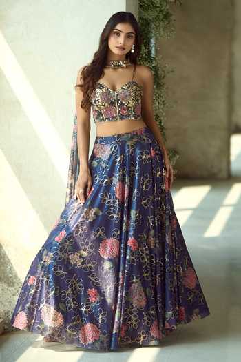 Samyukta Singhania Handwork Printed Lycra Lehenga Set With Corset 