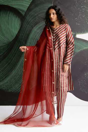 Esha Arora Stripes Tissue Kurta Set 