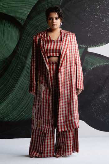 Esha Arora Aari Work Trench Jacket Pant Set 