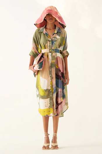OFRIDA Sunrise Brunch Printed Cotton Rayon Dress 