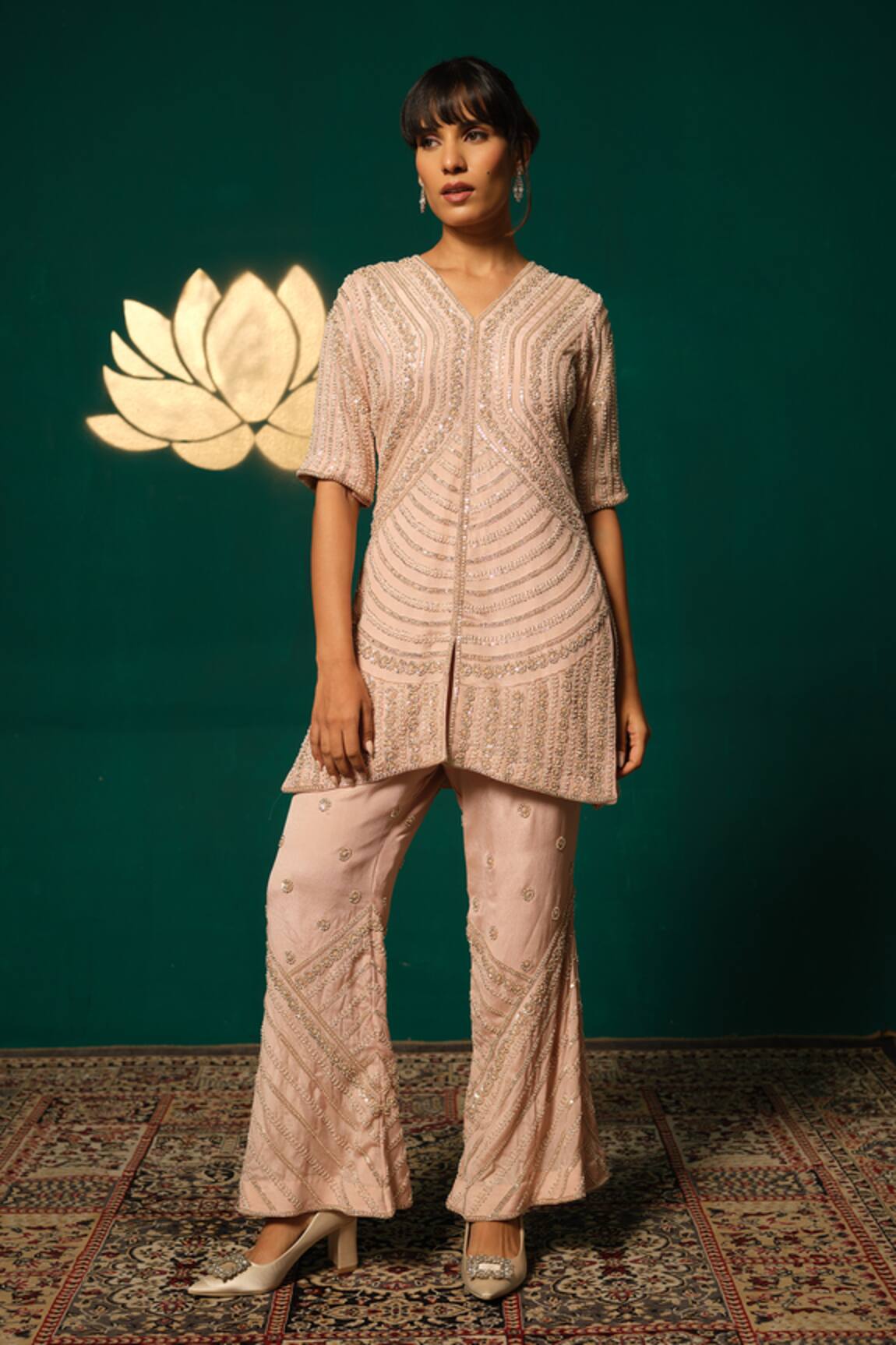Niloufer By Aasif Ally Chinon Embroidered Kurta & Pant Set