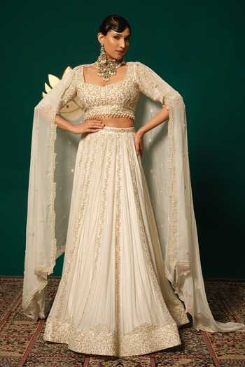 Niloufer By Aasif Ally Moti and Zardozi Chinnon & Tissue Lehenga Set 