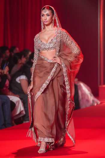 Itrh Varnika Organza Silk Saree Set With Veil 