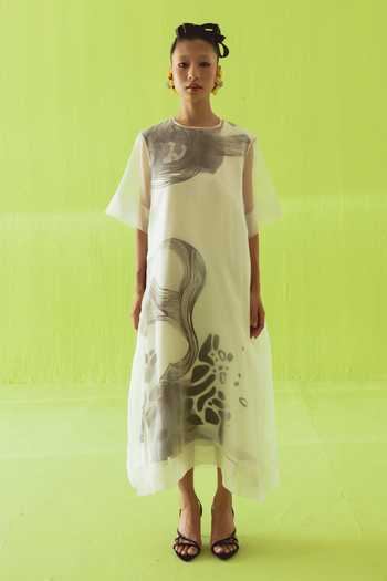 Esha Arora Printed Midi Sheer Dress 
