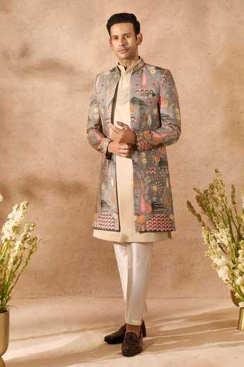 Arihant Rai Sinha Embroidered Sherwani Jacket Set 