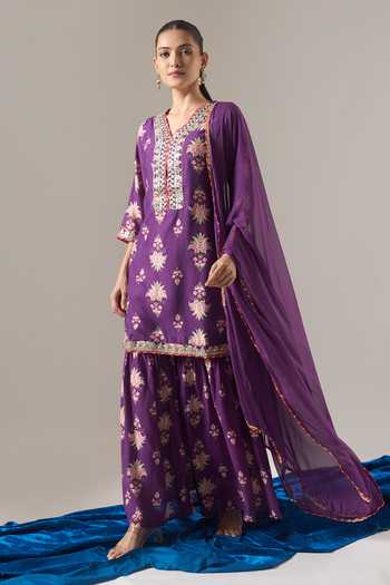 Samyukta Singhania Chanderi Silk Floral Print Kurta Sharara Set 