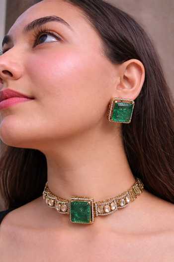 Prestones Polki Necklace & Earrings Set 