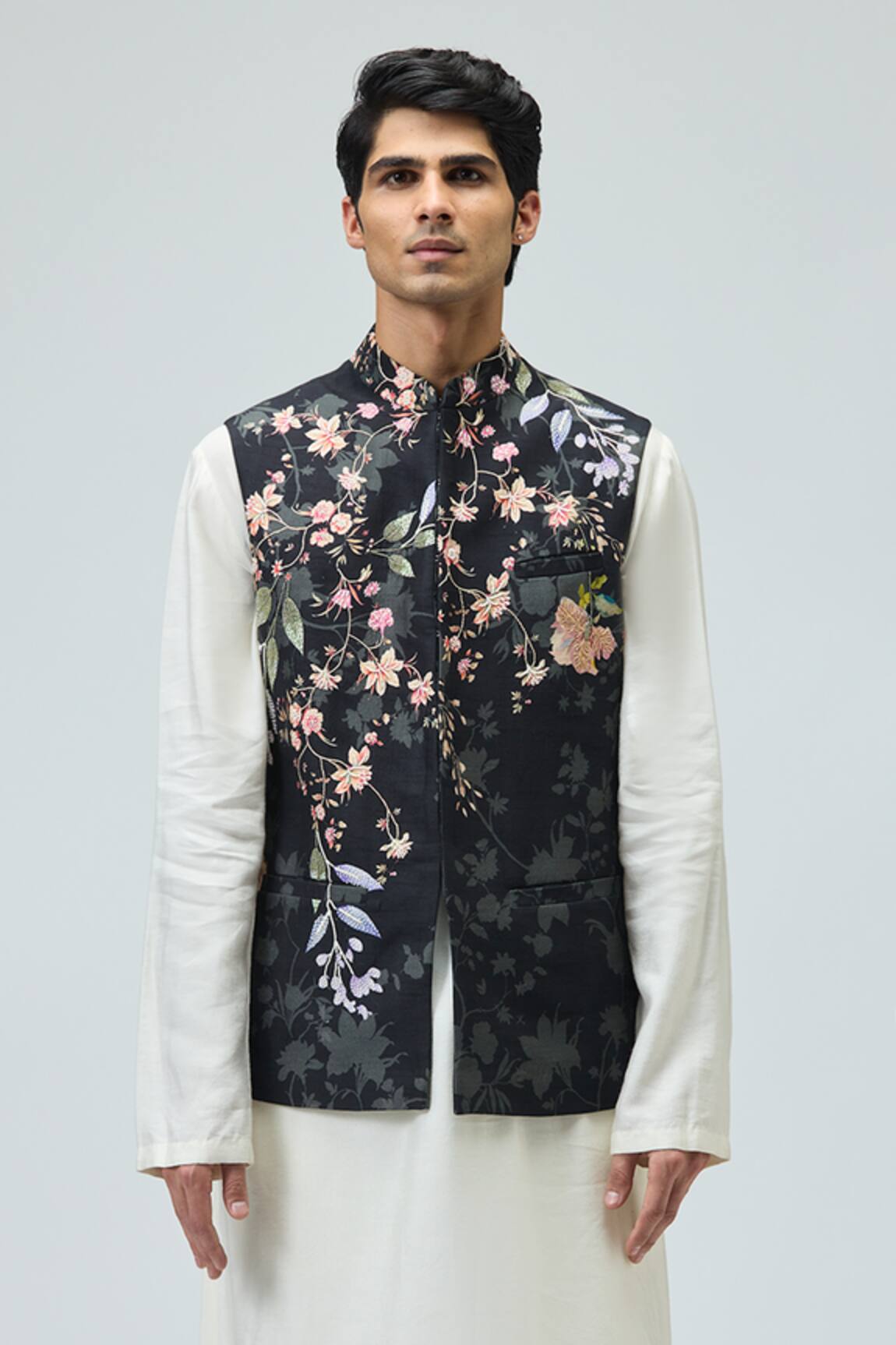 Varun Bahl Floral Embroidered Nehru Jacket 