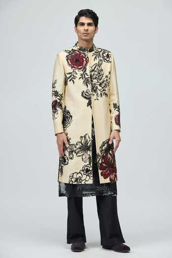 Varun Bahl Floral Pattern Sherwani Set 