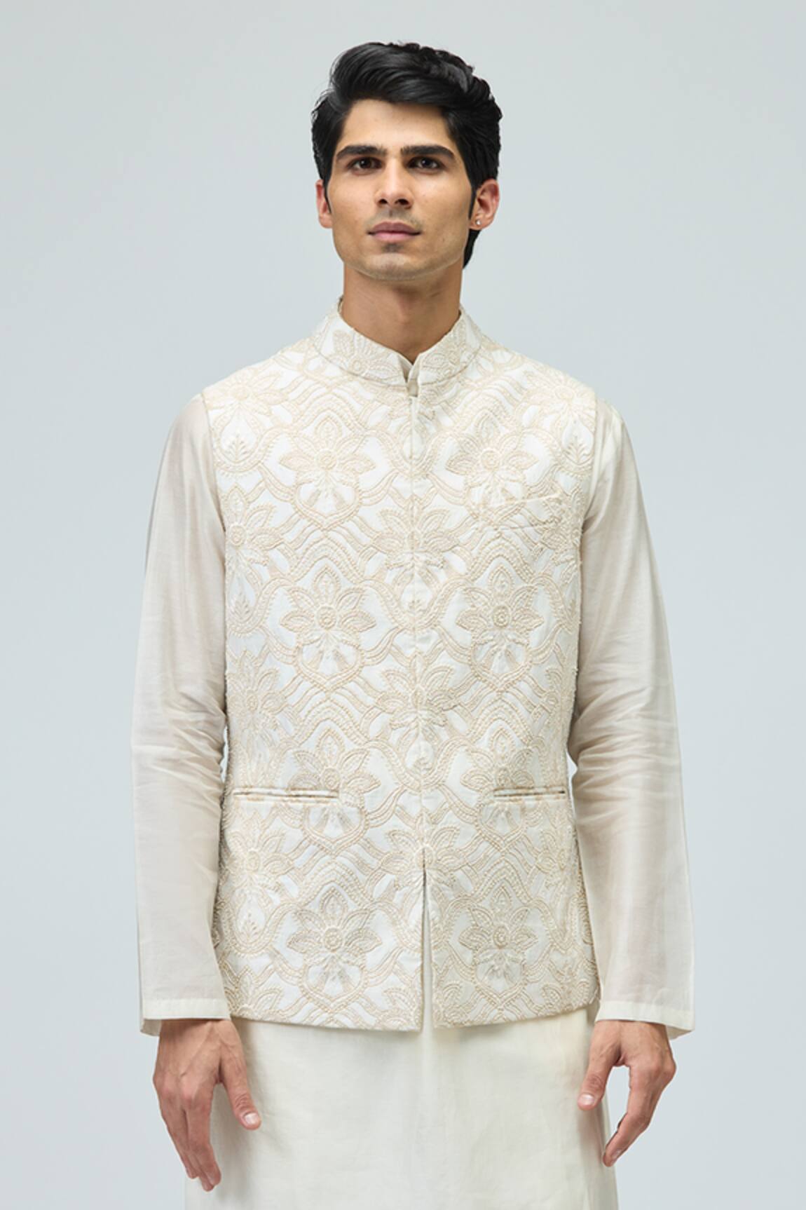 Varun Bahl Floral Embroidered Nehru Jacket 