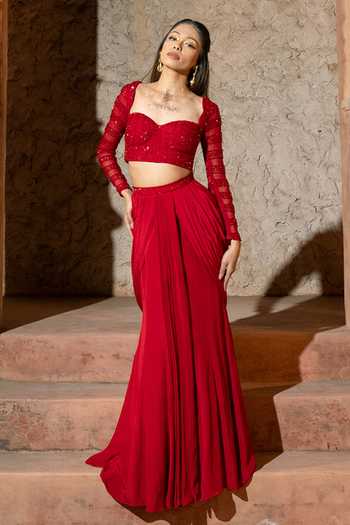 Silky Bindra Irina Draped Skirt With Blouse 