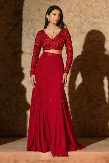 Silky Bindra Calista Embellished Skirt With Blouse 