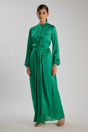 Essay By Sumedha Agrawal Mandarin Collar Shirt & Skirt Set