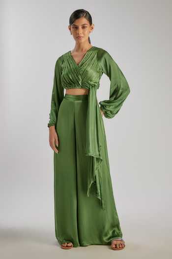 Essay By Sumedha Agrawal Pleated Wrap Top & Pant Set