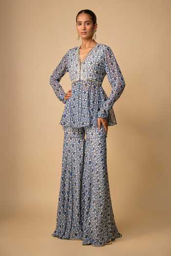 Neha Khullar Printed Peplum Kurta & Gharara Set 