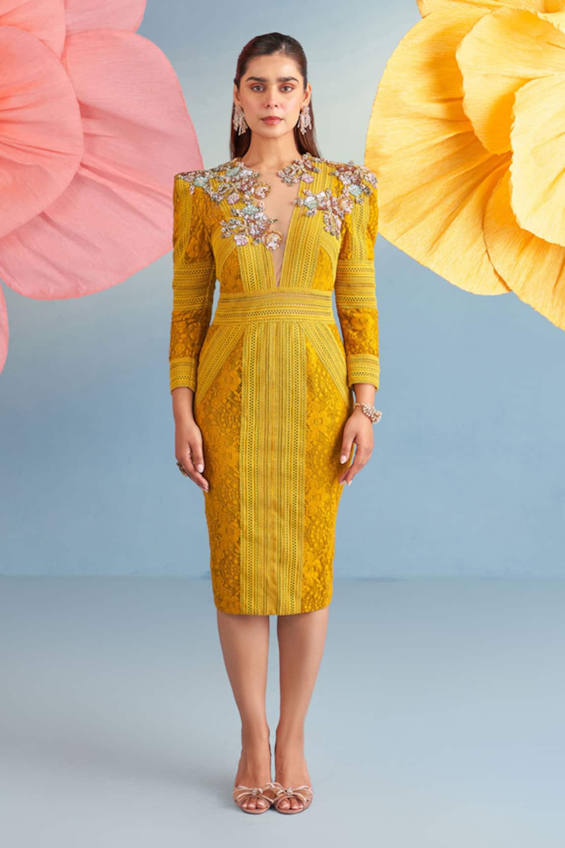 Parul And Preyanka Mustard Yellow Blair Dress 