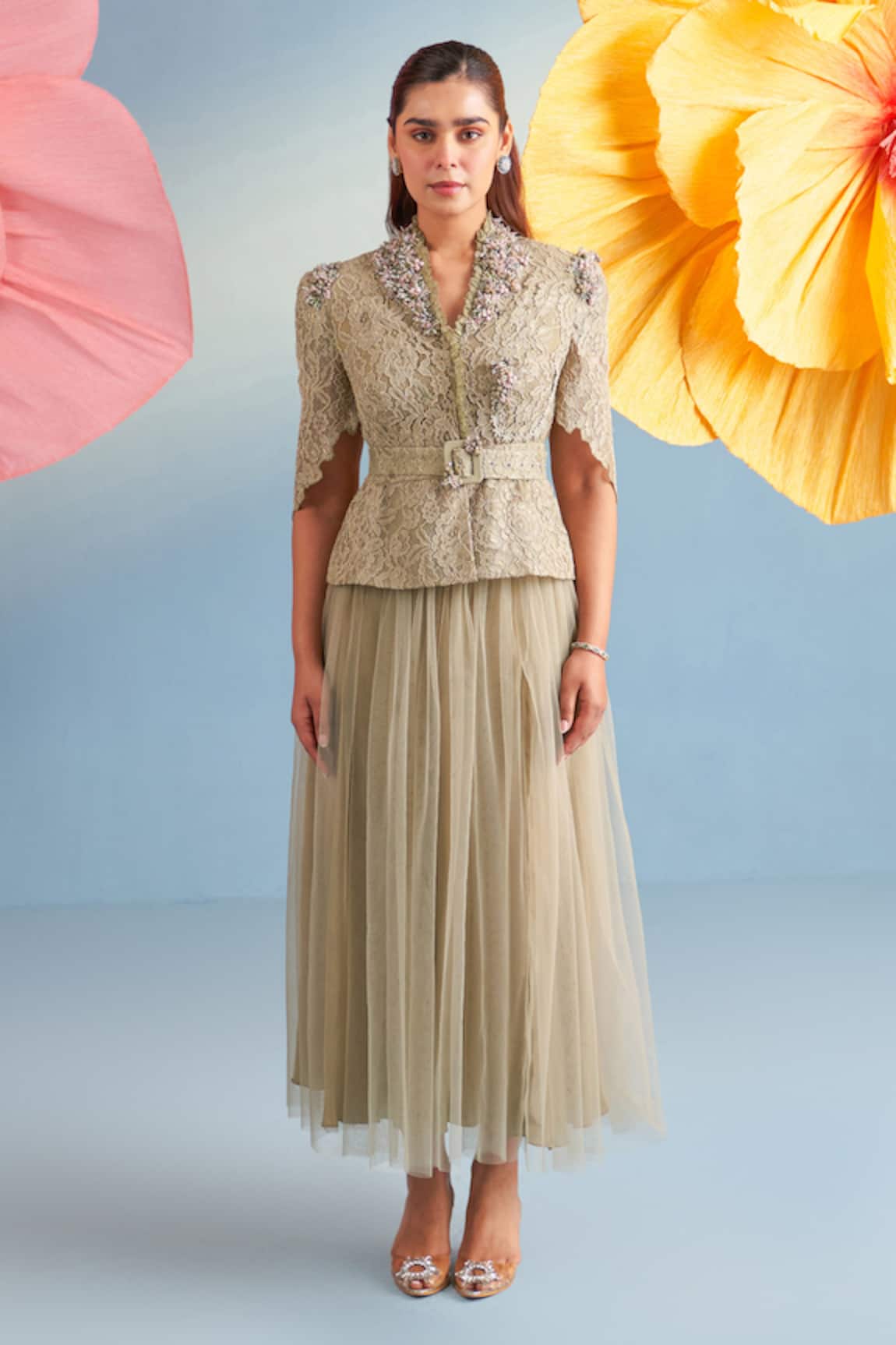 Parul And Preyanka Serena Jacket Skirt Set 