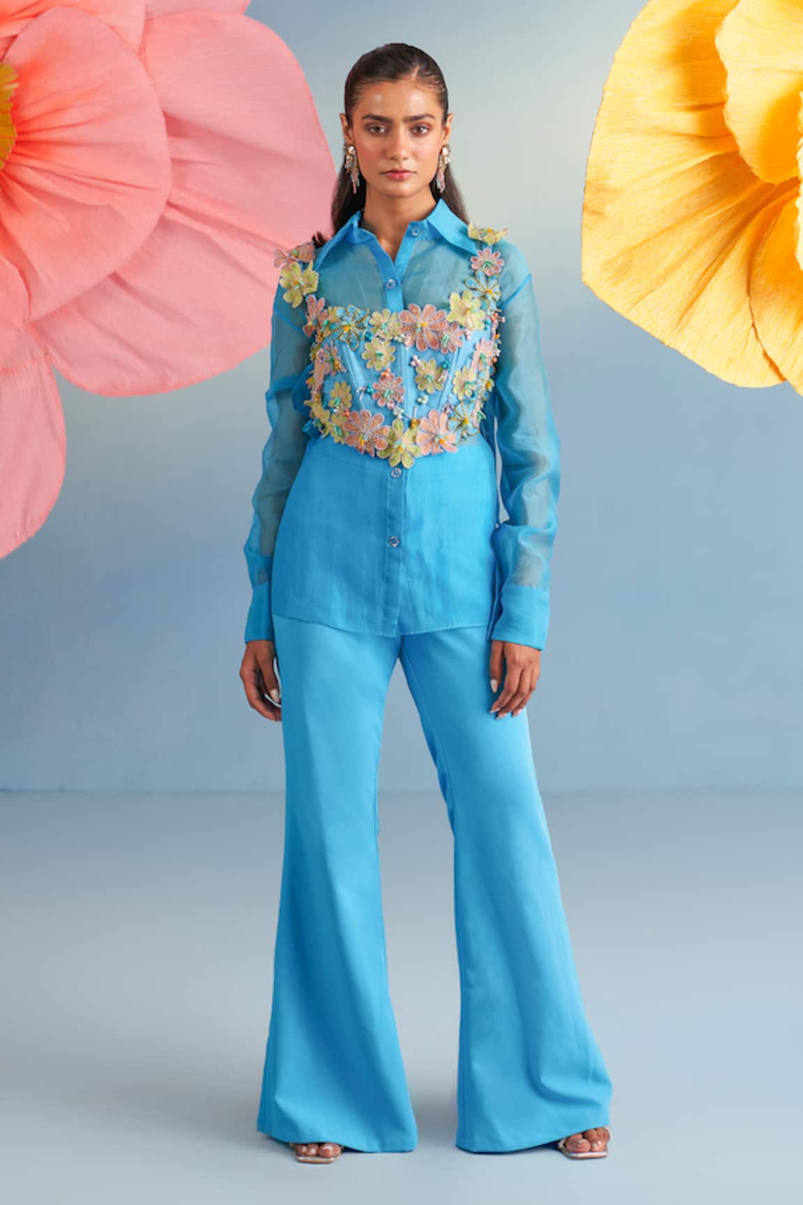 Parul And Preyanka Embroidered Bolero & Pant Set 