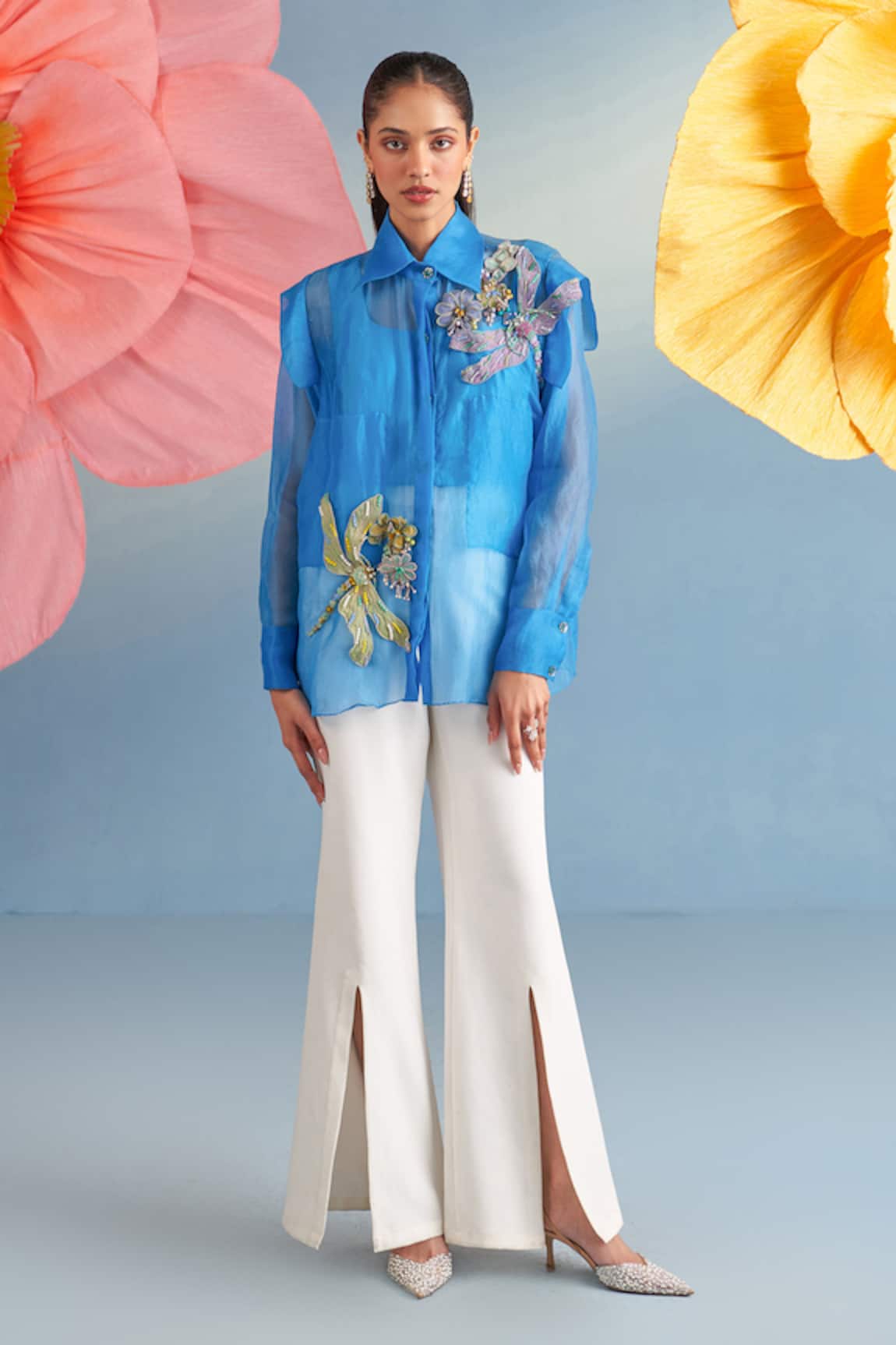 Parul And Preyanka Dragonfly Embroidered Shirt Pant Set 