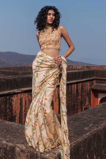 Punit Balana Printed Saree With Blouse 