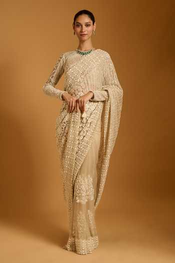Siddartha Tytler Net Embroidered Saree With Blouse 