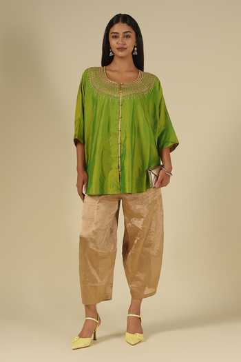 Latha Puttanna Silk Thread Embroidered Karnataka Silk Top 