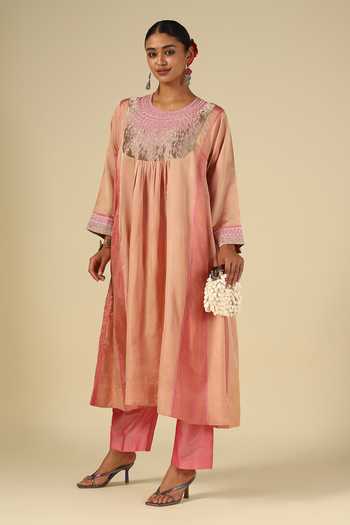 LATHA PUTTANNA Satin Silk Kurta & Pant Set 