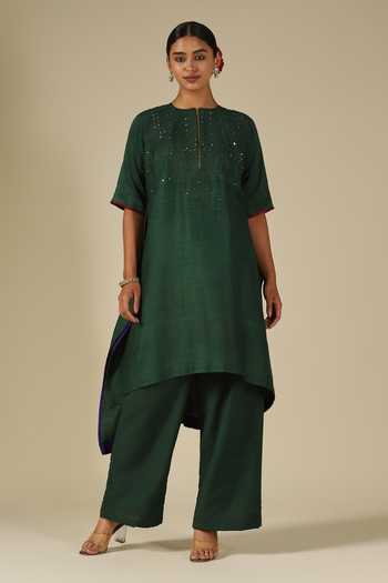 LATHA PUTTANNA Embroidered Asymmetric Kurta Set 
