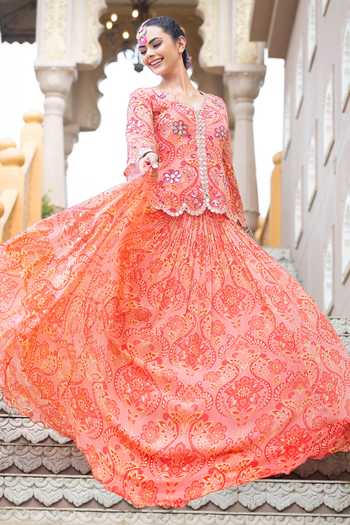 Sajeda A Lehry Mastani Printed Jacket Lehenga Set 