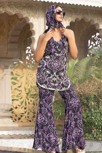 Sajeda A Lehry Sitaara Printed Kurta Sharara Set 