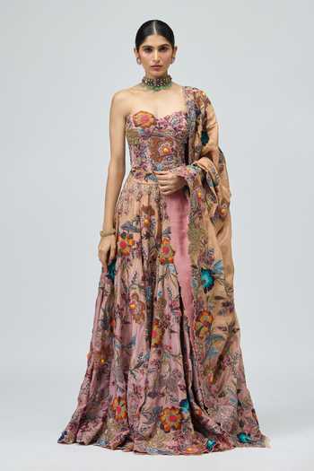 Varun Bahl Viscose Tissue Embroidered Lehenga Set 