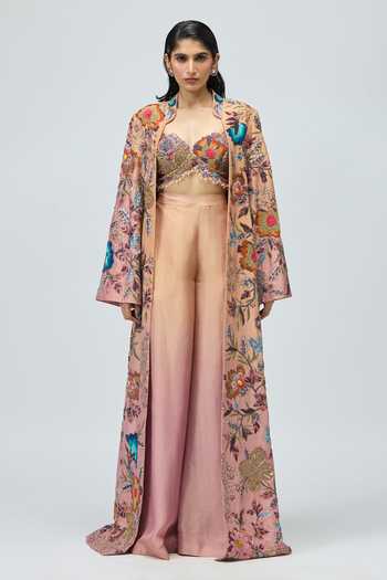 Varun Bahl Floral Embroidered Cape Trouser Set 