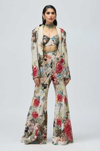 Varun Bahl Floral Print Jacket Set 