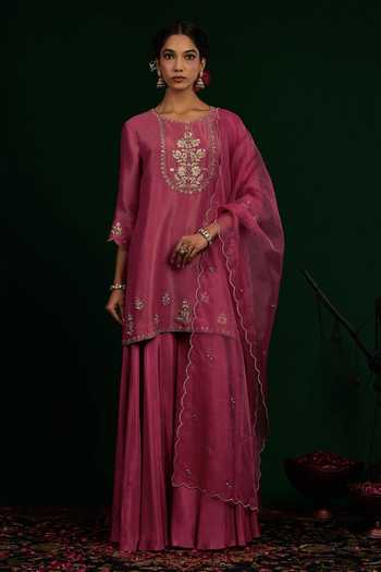 Omana By Ranjana Bothra Ruhani Embroidered Kurta Sharara Set 