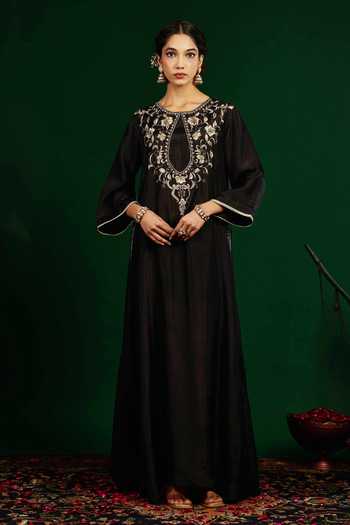 Omana By Ranjana Bothra Gulnaar Tabby Silk Kaftan  