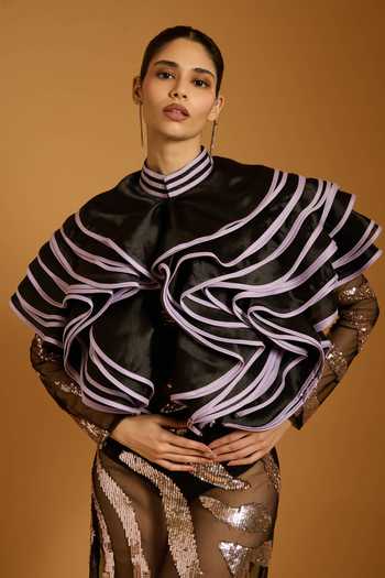 Siddartha Tytler Trifecta Organza Ruffle Jacket 