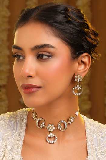 Ruby Raang Kundan Embellished Necklace Set 