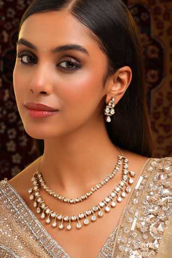 Ruby Raang Layered Kundan Embellished Necklace Set 