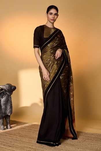 Masaba Midnight Amber Saree With Unstitched Blouse Piece 