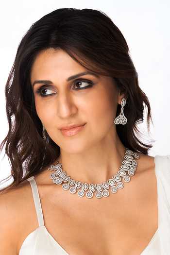 Joules by Radhika Radiant Pave Petal Necklace Set 
