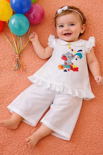 Rage Attire-Sweta Saria Little Elephant Splash Top & Pant Set 