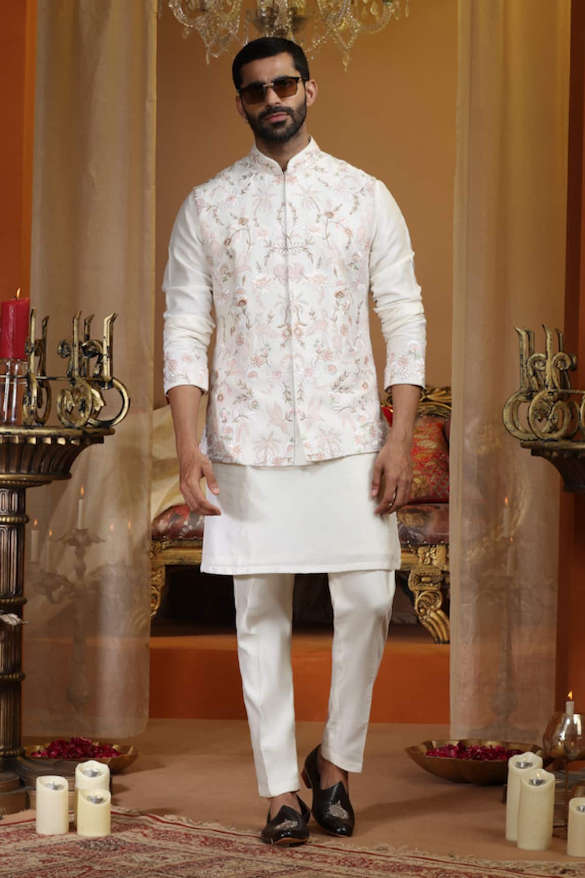 AUGUST by Swati Akash Jhunjhunwala Flower Pattern Bundi Set 