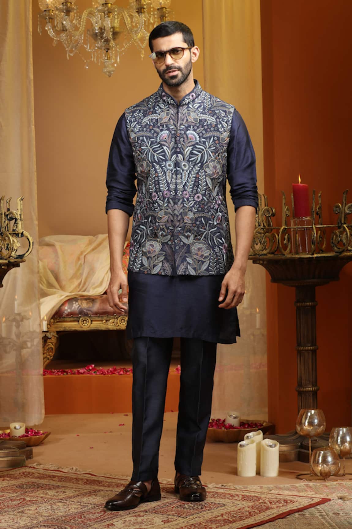AUGUST by Swati Akash Jhunjhunwala Floral Bloom Nehru Jacket Set 