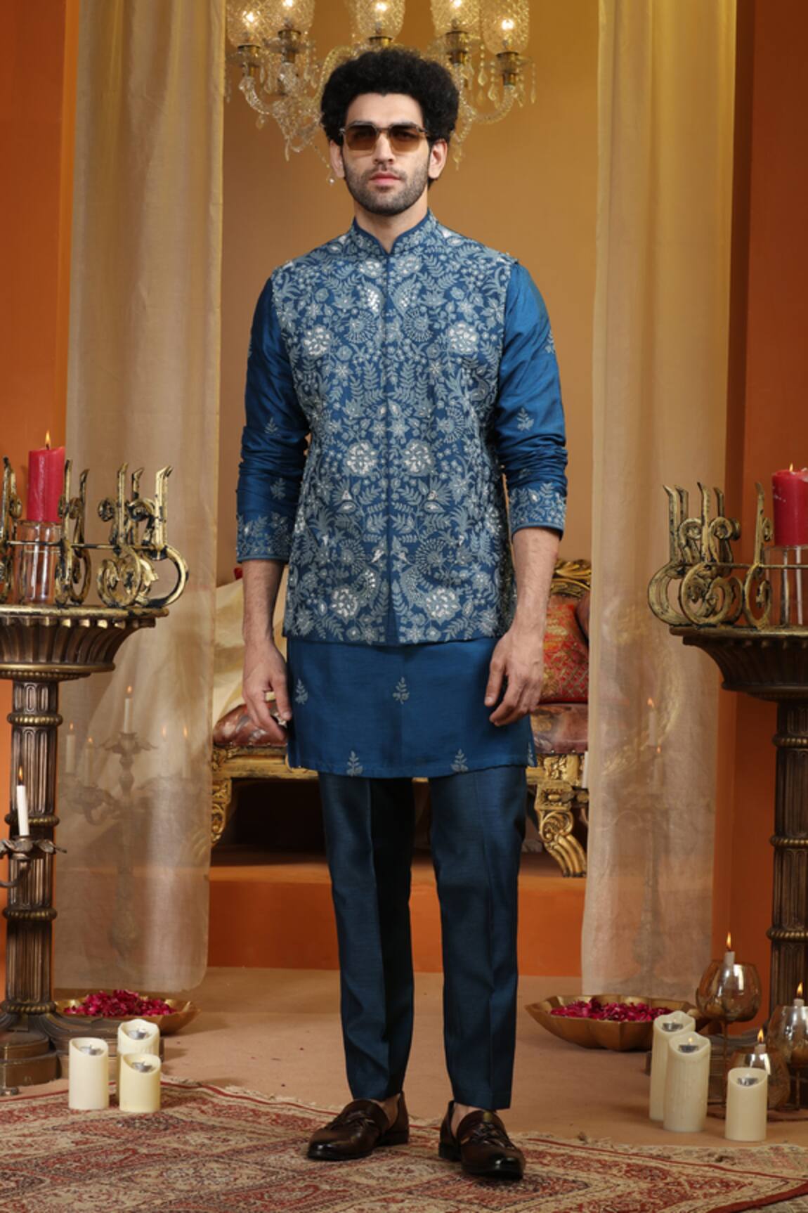 AUGUST by Swati Akash Jhunjhunwala Floral Bloom Pattern Bundi Set 