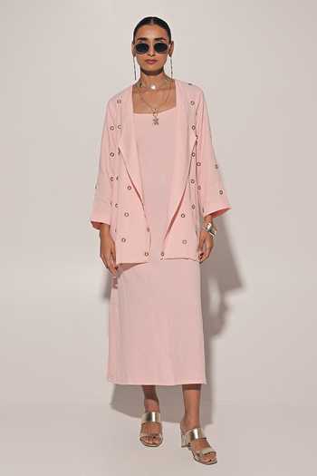 Kriti Bapna Blended Linen Dress & Overlay Set 