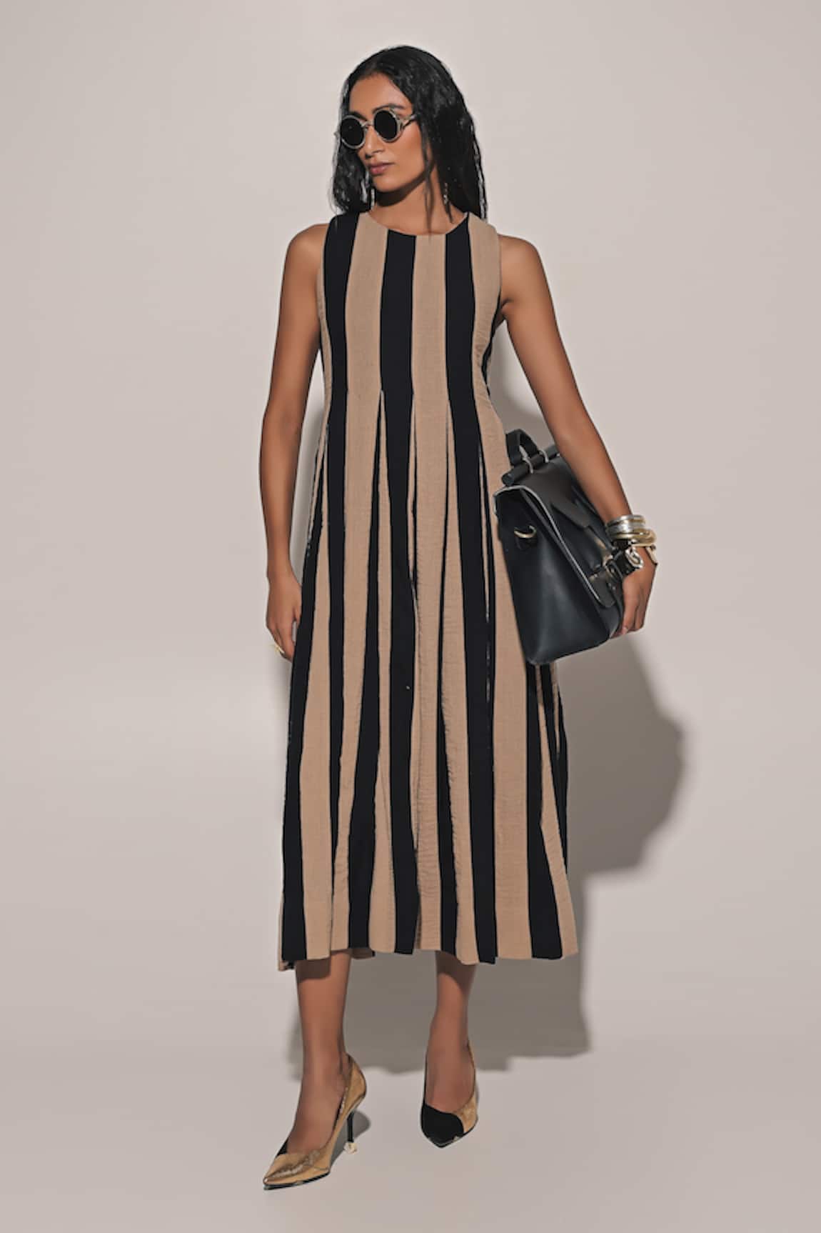 Kriti Bapna Striped Midi Dress & Jacket Set 