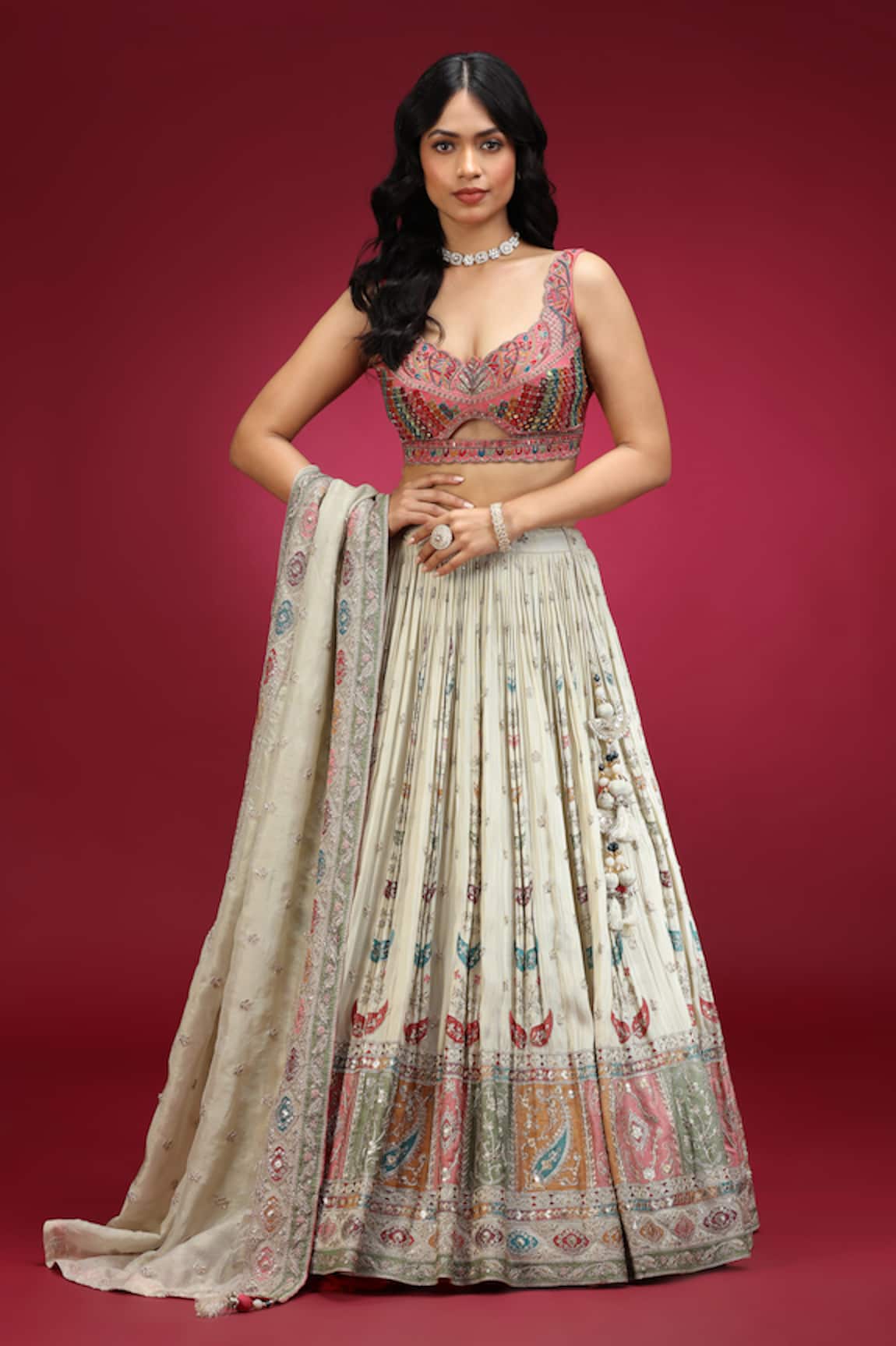 Jhambthreads Geometric Pattern Lehenga Set 